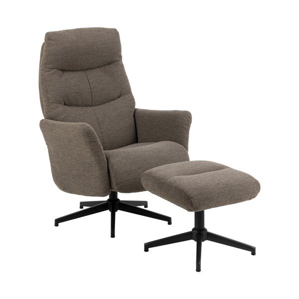 Poltrona relax grigio-marrone in tessuto bouclé London - Actona