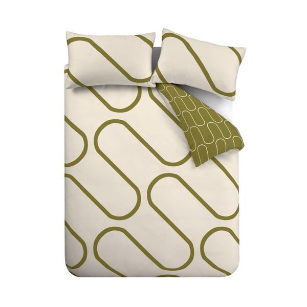 Set copripiumino e federa color kaki e beige per letto matrimoniale 200x200 cm Linear Curve – Catherine Lansfield