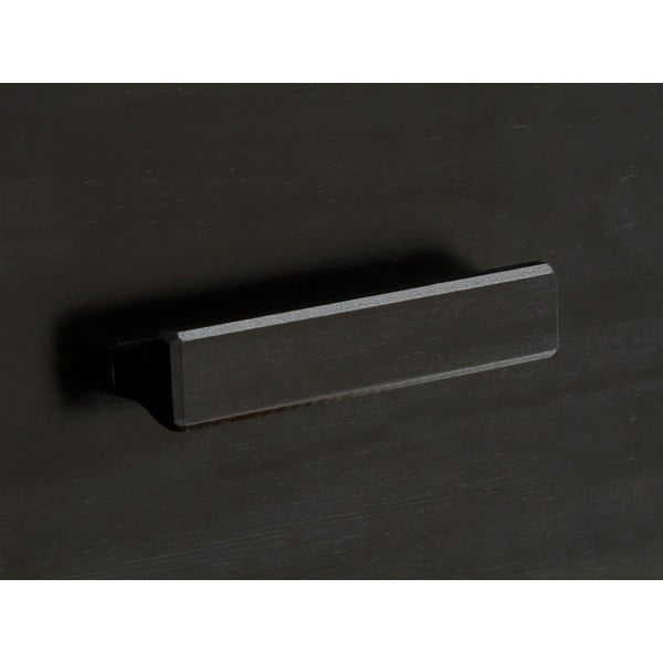 Cassettiera in legno di pino nero con ante in rattan , larghezza 90 cm Jolene - Støraa-image-1