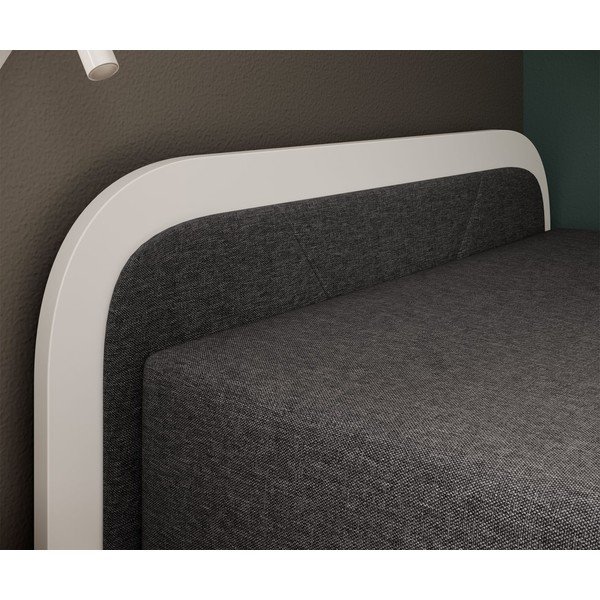 Letto singolo imbottito/in truciolato bianco/grigio scuro con contenitore e materasso inclusi 80x190 cm Parys – ELTAP-image-3