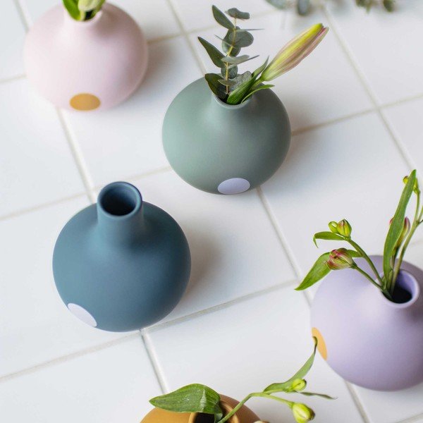 Vaso in ceramica color petrolio Dot - Mette Ditmer Denmark-image-3