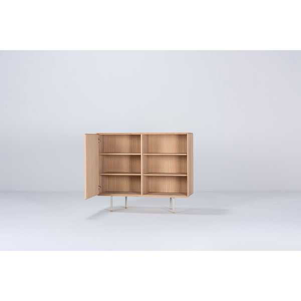 Cassettiera bassa bianca-colore naturale in rovere 118x100 cm Fina - Gazzda-image-1