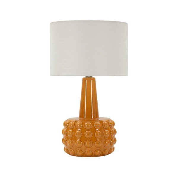 Lampada da tavolo color senape/bianca in ceramica con paralume in tessuto (altezza totale 51,5 cm) Gress – Mauro Ferretti