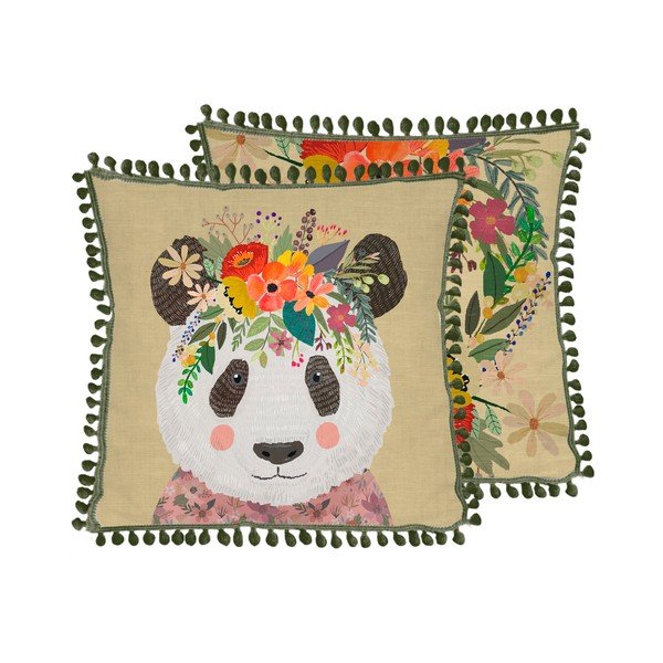Cuscino con lino Floral Panda, 45 x 45 cm - Little Nice Things-image-3