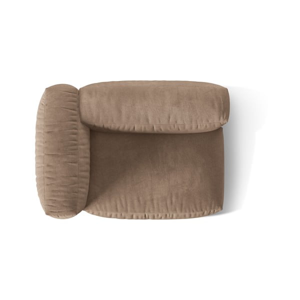 Parte divano componibile marrone chiaro (con penisola a sinistra) con rivestimento in velluto Martina – Micadoni -image-3