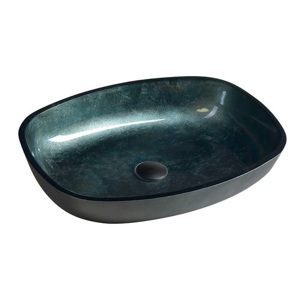 Lavabo color petrolio in vetro 54x39,5 cm Kvaore – Sapho