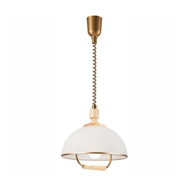 Lampadario di colore bronzo-naturale con paralume in vetro ø 30 cm Ramona - LAMKUR-image-2