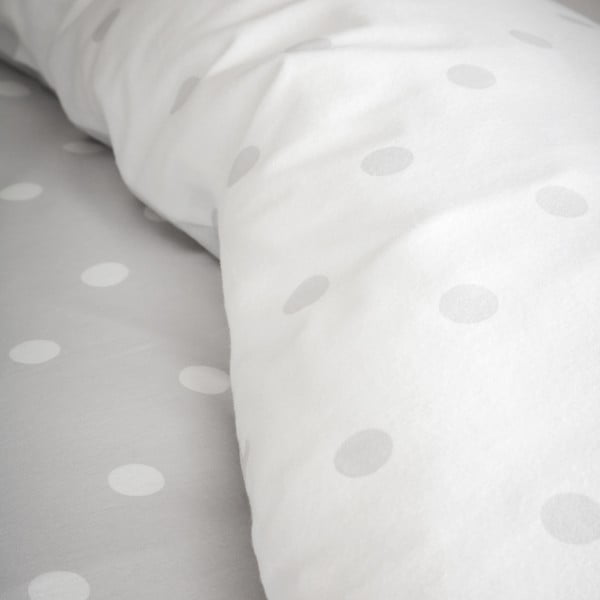 Set copripiumino e federa bianco e grigio in flanella per letto matrimoniale 200x200 cm Polka Dot – Catherine Lansfield-image-4