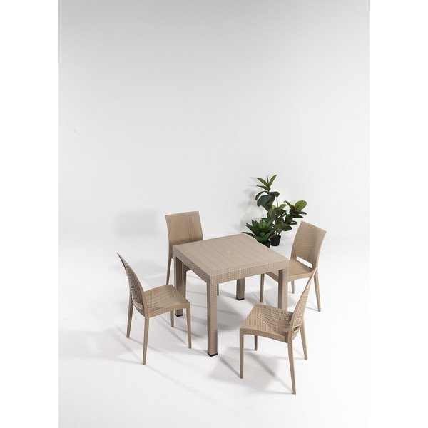 Set da pranzo da giardino in rattan beige per 4 persone Rattan - Floriane Garden-image-1