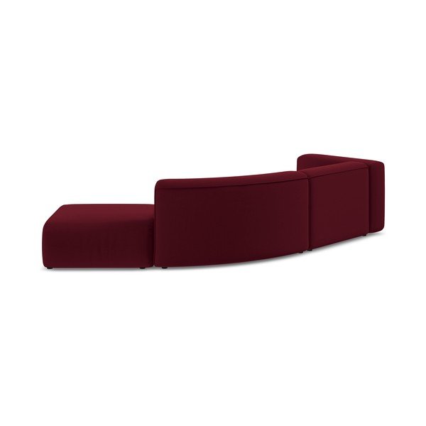 Chaise longue burgundy (con penisola a destra) con rivestimento in velluto Ekahi – Makamii-image-4