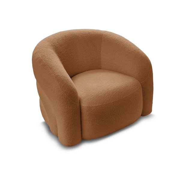 Poltrona arancione girevole con rivestimento in bouclé Elina – Bobochic Paris-image-4