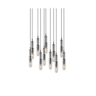 Apparecchio a sospensione LED con paralume in vetro ø 50 cm in nero-argento Lucent - Trio Select