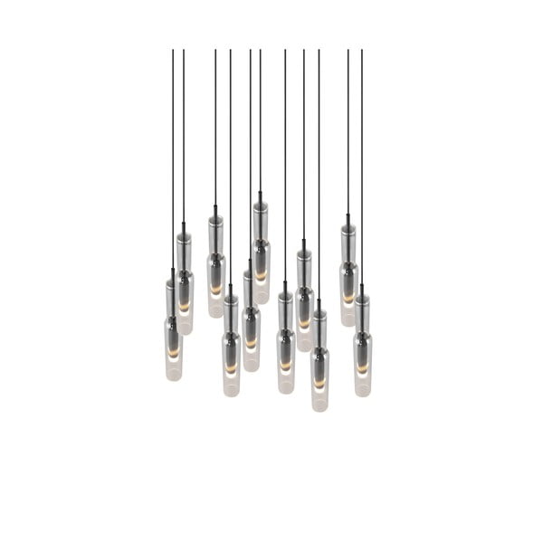 Apparecchio a sospensione LED con paralume in vetro ø 50 cm in nero-argento Lucent - Trio Select-image-1