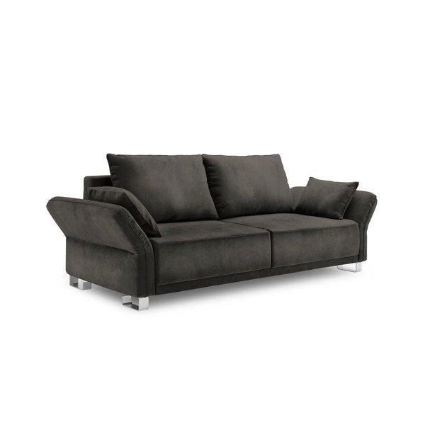 Divano letto a tre posti marrone scuro con rivestimento in velluto Pyxis - Windsor & Co Sofas-image-2
