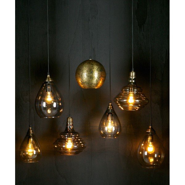 Lampadario dorato con paralume in vetro Pure – WOOOD-image-1