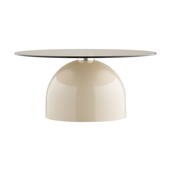 Tavolino da salotto rotondo beige con piano in vetro ø 70 cm Ravello – House Nordic