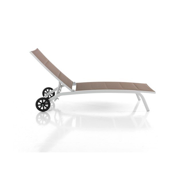 Sdraio da giardino in metallo bianco-marrone Kastri - Tomasucci-image-2