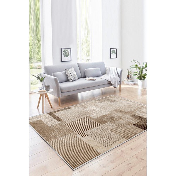 Passatoia beige lavabile 80x200 cm Cubo – Vitaus-image-1