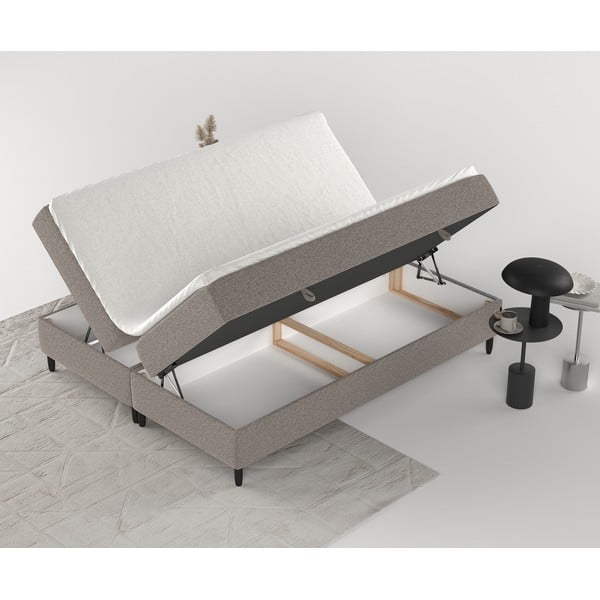 Letto boxspring marrone con contenitore 200x200 cm Malte - Maison de Rêve-image-3