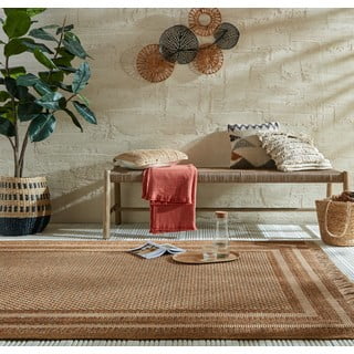 Tappeto per interni ed esterni in colore naturale 200x290 cm Layla Border - Flair Rugs