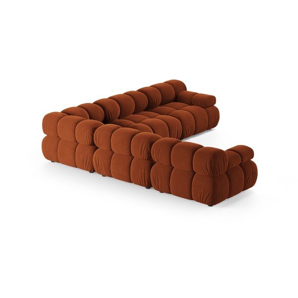 Divano angolare componibile color terracotta con rivestimento in velluto – Micadoni -image-3