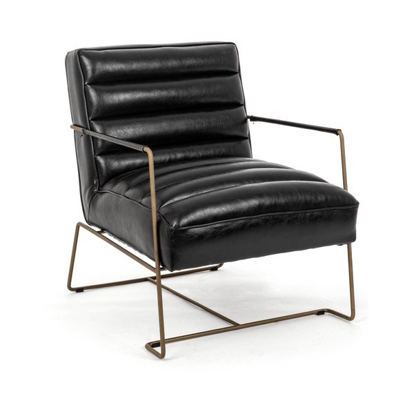 Poltrona nera con rivestimento in finta pelle Brianna – Bizzotto