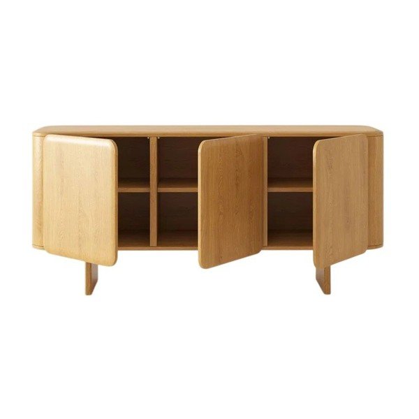 Credenza di colore naturale in rovere massiccio 160x76x45 cm Charlotte – Micadoni -image-1