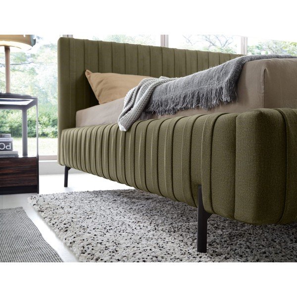 Letto matrimoniale imbottito verde con contenitore e rete inclusi 160x200 cm Plissa – ELTAP-image-4