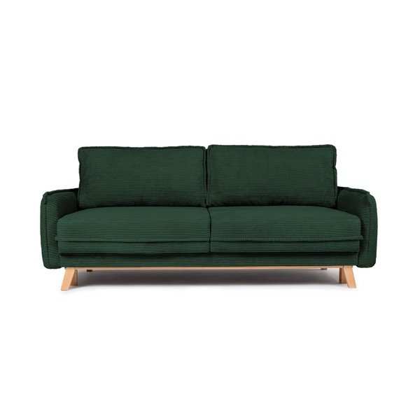 Divano verde scuro allungabile/con contenitore con rivestimento in velluto a coste 218 cm Tori – Bonami Selection