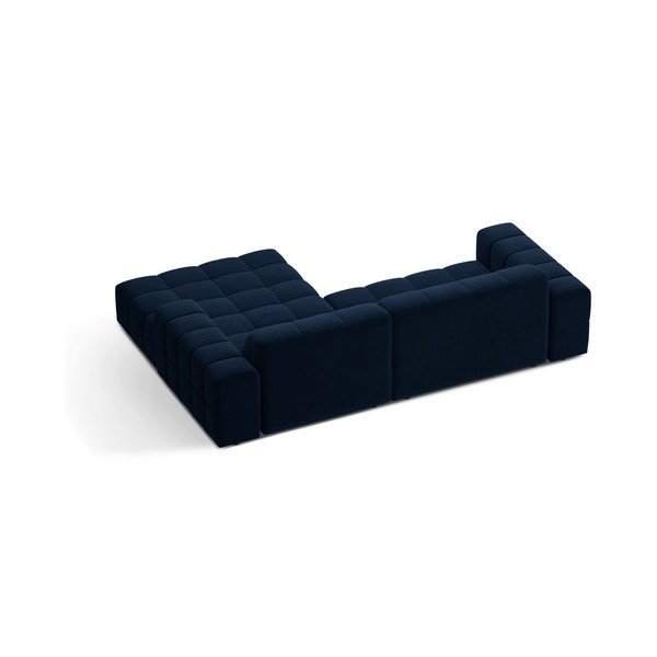 Divano angolare blu scuro (con penisola a destra/con chaise lounge) con rivestimento in velluto Chicago – Cosmopolitan Design-image-2