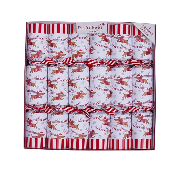 Set di cracker natalizi 6 pz Racing Sausage Dog – Robin Reed