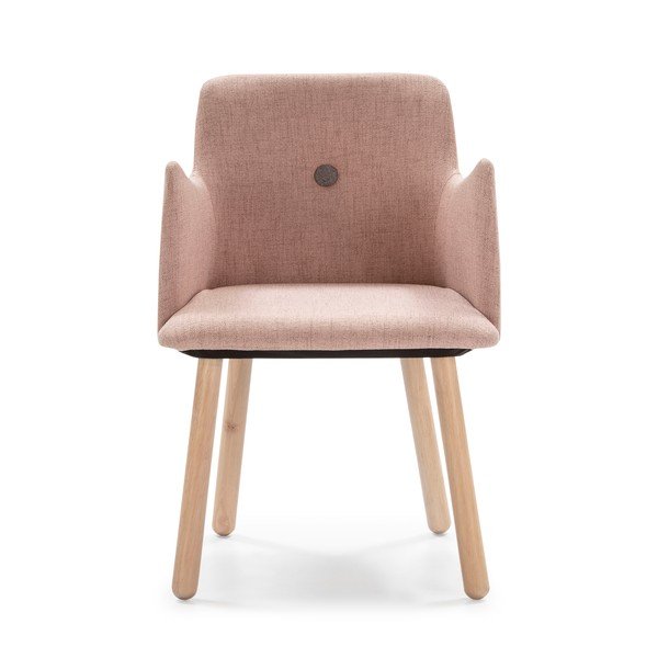 Sedia da pranzo rosa con gambe in legno di gomma Aruba - Marckeric-image-2