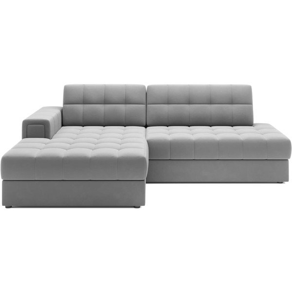 Divano angolare grigio allungabile (con penisola a sinistra/con chaise lounge) con rivestimento in velluto Blezalt – ELTAP