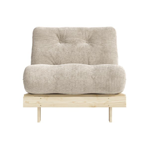 Poltrona stile futon color crema allungabile con rivestimento in velluto a coste Roots – Karup-image-3