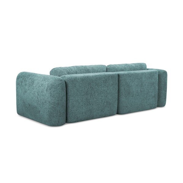 Divano angolare blu allungabile/con contenitore (con penisola a destra/con chaise lounge) con rivestimento in ciniglia Mele – Makamii-image-3