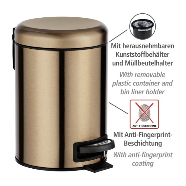 Cestino a pedale color rame , 3 l Leman - Wenko-image-4