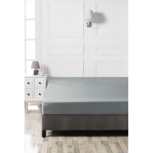 Lenzuolo in cotone elasticizzato grigio scuro 160x200 cm - Mijolnir-image-2