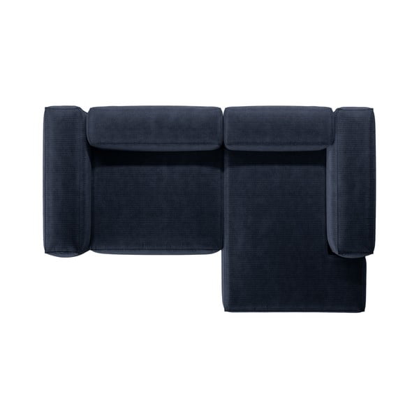 Divano angolare blu scuro (con penisola a destra/con chaise lounge) con rivestimento in velluto a coste Bergamo – Cosmopolitan Design-image-3