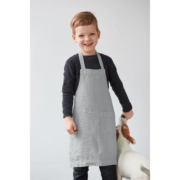 Grembiule da bambino in lino grigio, 57 x 47 cm Light Grey - Linen Tales-image-1