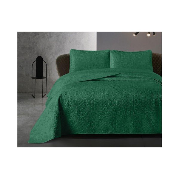 Copriletto in microfibra verde con due federe Velvet Clara, 180 x 250 cm - Dreamhouse