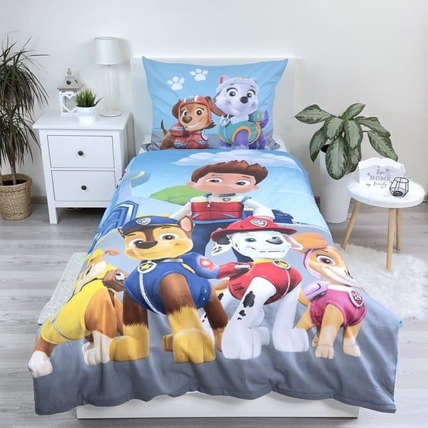 Set copripiumino e federa da bambini blu in cotone per letto singolo 140x200 cm Paw Patrol – Jerry Fabrics-image-1