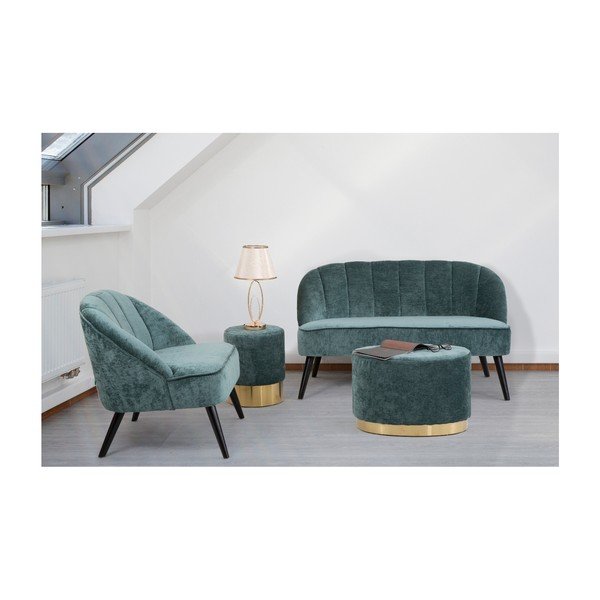Pouf verde menta con base dorata Ovale - Mauro Ferretti-image-2