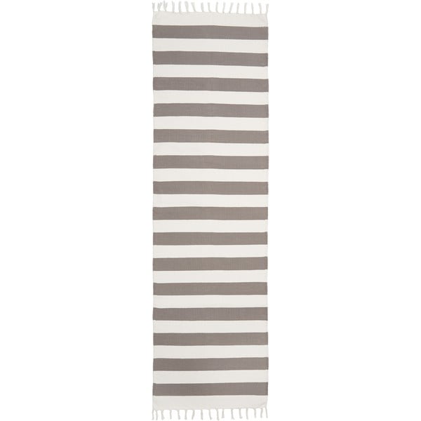 Runner in cotone beige-grigio tessuto a mano, 70 x 250 cm Blocker - Westwing Collection