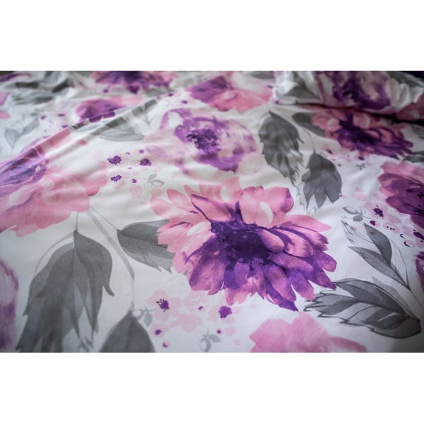 Biancheria da letto in cotone sateen viola Penny, 140 x 200 cm Peony - Cotton House-image-3