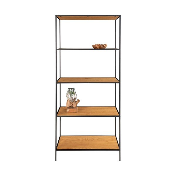 Libreria in rovere decorato in colore naturale 80x170 cm Vita - House Nordic-image-4
