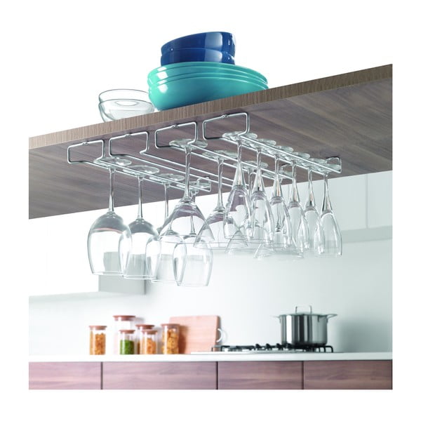 Set di 2 portabicchieri da vino in acciaio da parete Rail - Metaltex-image-2