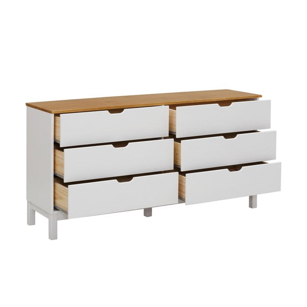 Cassettiera bassa bianca in legno di pino 150x75 cm Post - Støraa-image-3