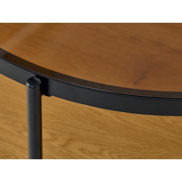 Tavolino da salotto rotondo di colore naturale con piano in vetro ø 84 cm Hassel – Unique Furniture-image-1