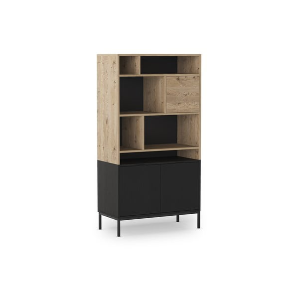 Libreria in rovere decorato in nero-naturale 90x170 cm Marion - Marckeric-image-2