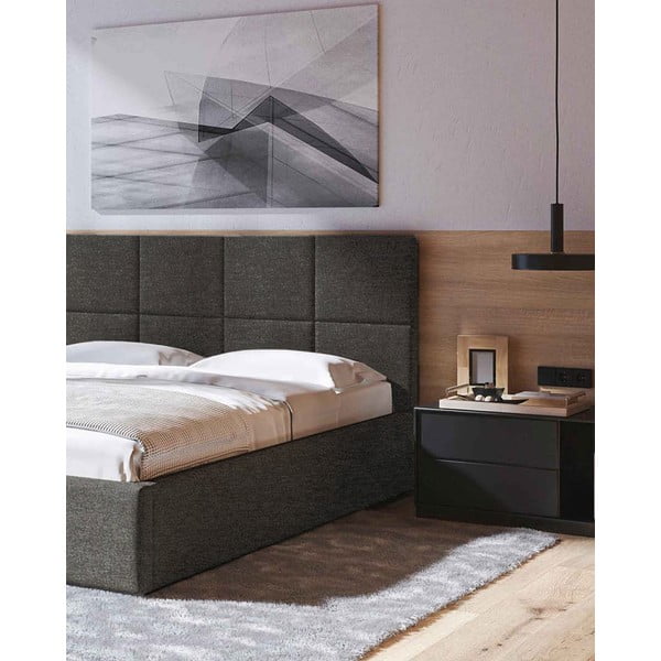 Letto matrimoniale imbottito color antracite con contenitore con rete inclusa 180x200 cm Bufo – MESONICA-image-4